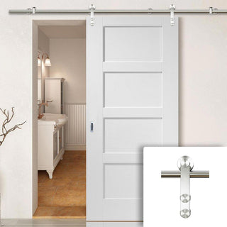 Image: Saturn Tubular Stainless Steel Sliding Track & Shaker 4P Door - Primed