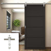 Saturn Tubular Stainless Steel Sliding Track & Soho 4 Panel Door - Black Painted - Prefinished