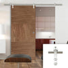 Saturn Tubular Stainless Steel Sliding Track & Tres Walnut Flush Door - Prefinished
