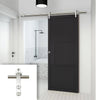 Saturn Tubular Stainless Steel Sliding Track & Tribeca 3 Panel Black Painted Door - Prefinished