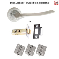 Three Pack Olimpia Forme Designer Lever on Minimal Square Rose - Satin Chrome Handle