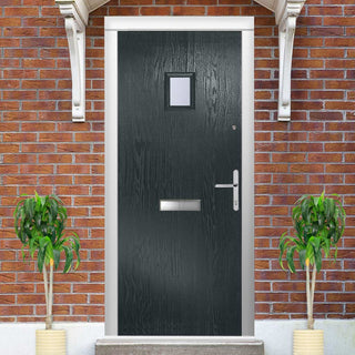 Image: Composite Fire Front Door Set - Aruba 1 with Clear Glass - Shown in Anthracite Grey