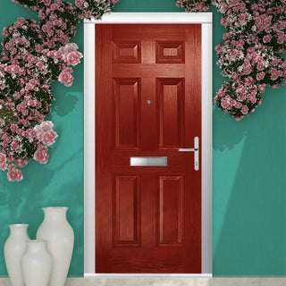 Image: Composite Fire Front Door Set - Camarque Solid - Shown in Red
