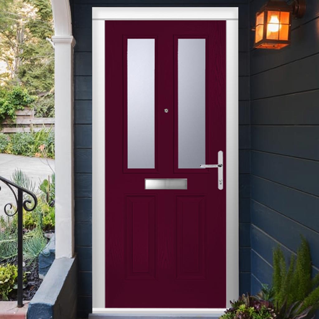 Composite Fire Front Door Set - Esprit 2 with Clear Glass - Shown in Purple Violet