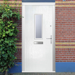 Image: Composite Fire Front Door Set - Lotus 1 with Clear Glass - Shown in White