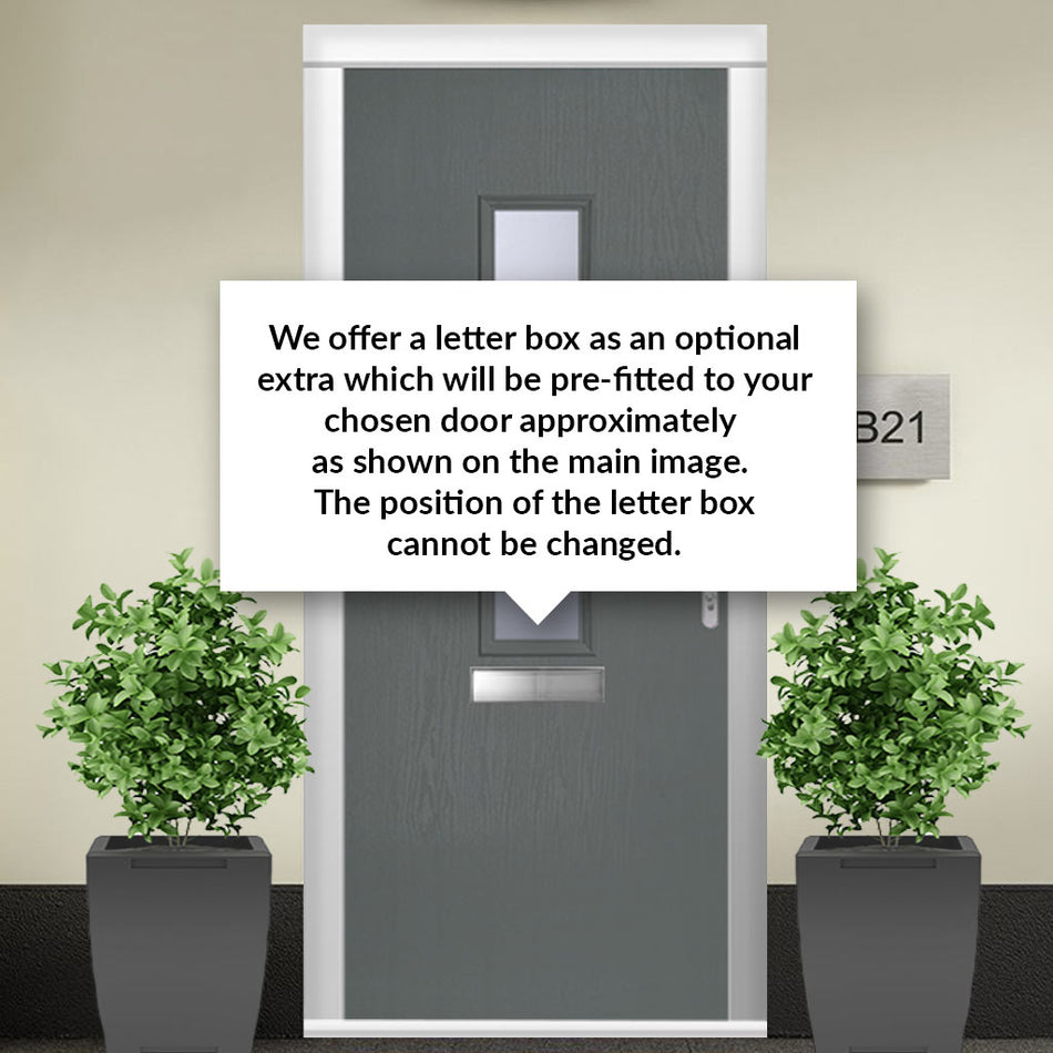 Composite Fire Front Door Set - Tortola 1 with Clear Glass - Shown in Mouse Grey