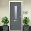 Composite Fire Front Door Set - Tortola 1 with Clear Glass - Shown in Mouse Grey