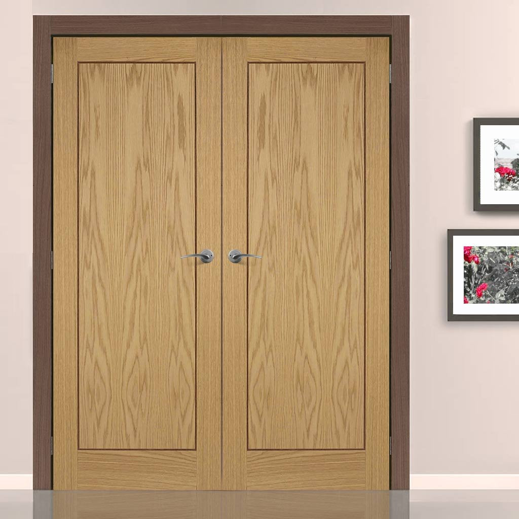 LPD Joinery Oak 1P Inlay Flush Fire Door Pair is Prefinished and 30 Minute Fire Rated