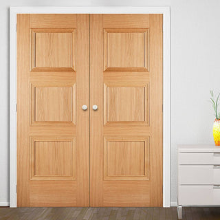 Image: Amsterdam 3 Panel Oak Door Pair - Prefinished