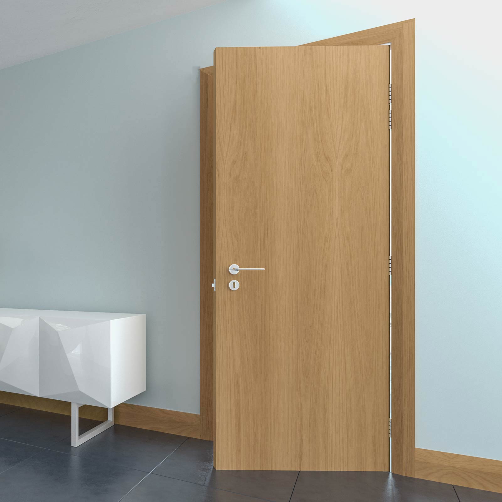 Bespoke Fire Door - Flush American White Oak Veneer - 60 Minute Fire Rated - Prefinished