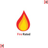 Fire rating logo in warm reds and yellow