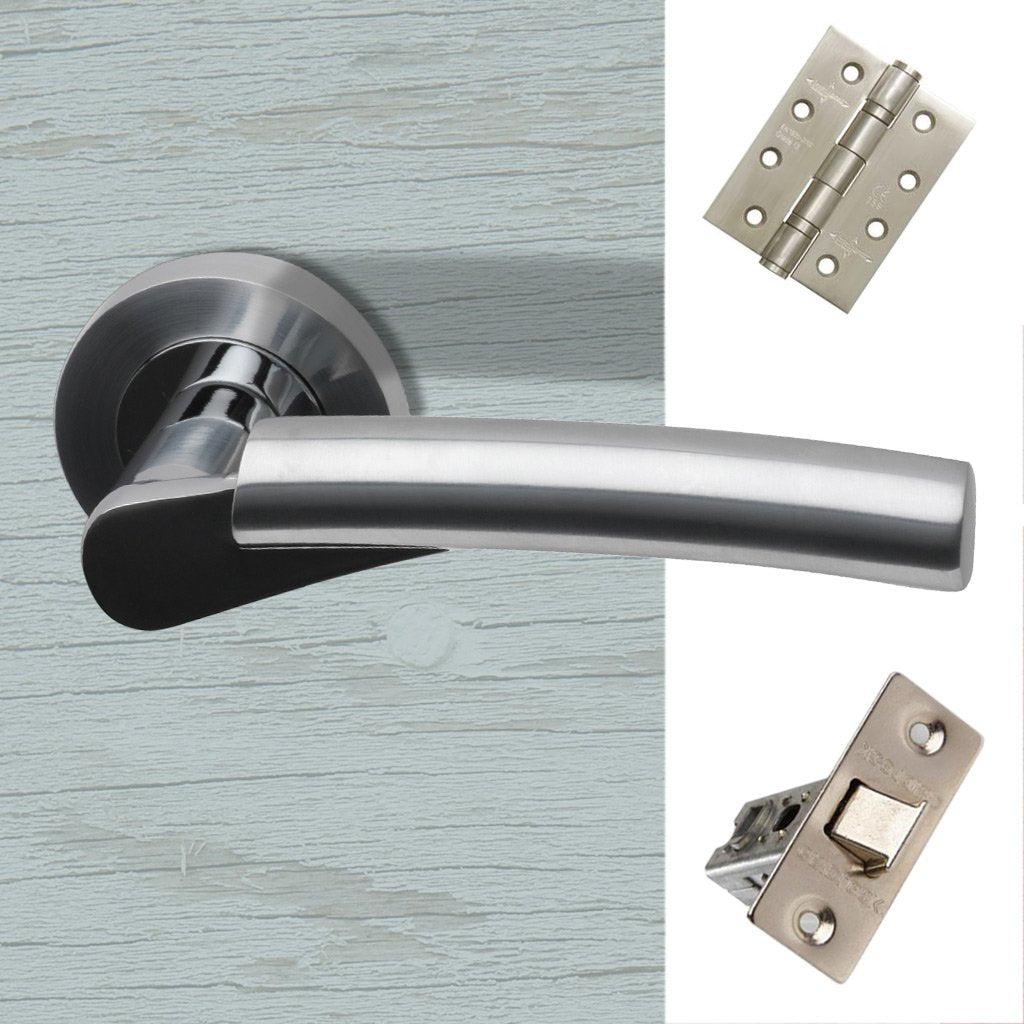 Neptune Door Handle Pack - Polished Chrome - Satin Nickel