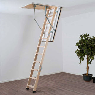 Image: Dolle Wooden Loft Ladder - REI Fire Rated - Insulated Door, Max Ceiling Height 2810mm