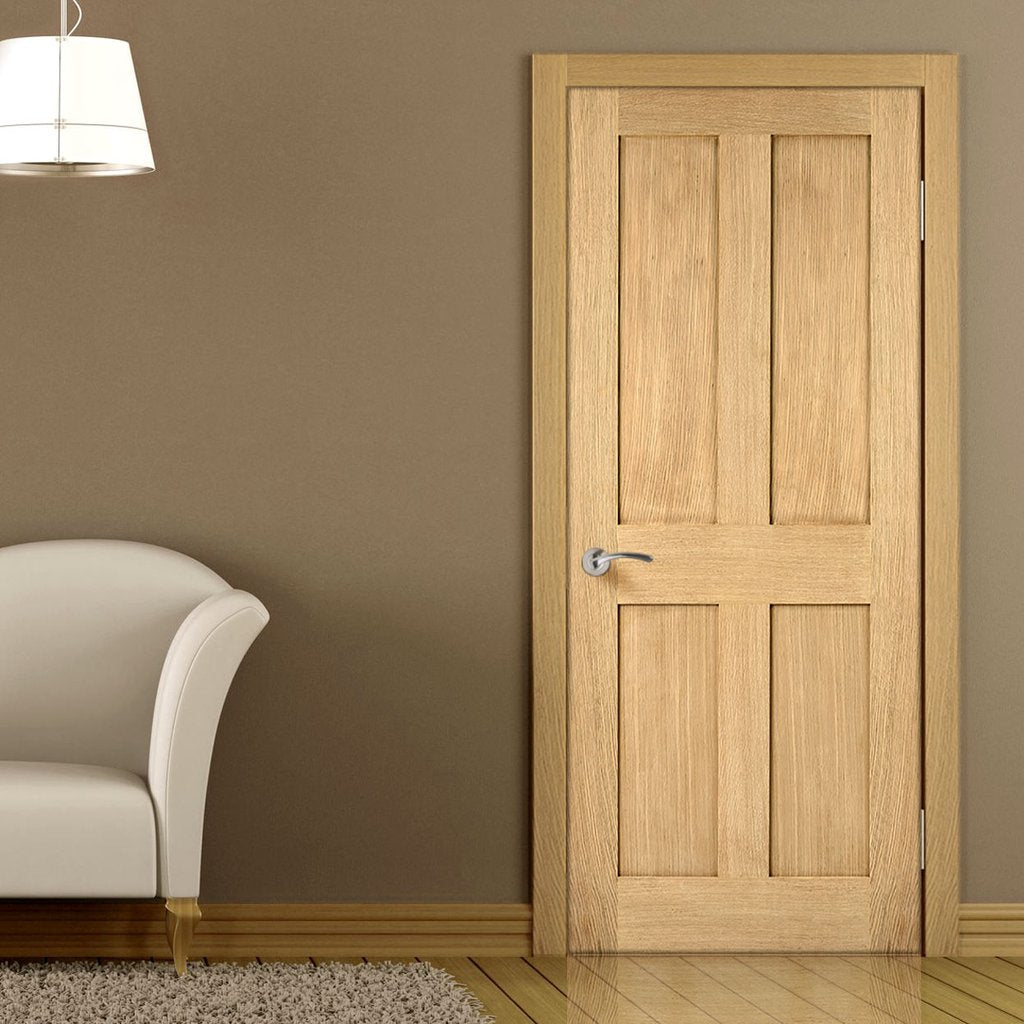 Oak Fire Door, London 4 Panel - 1/2 Hour Fire Rated