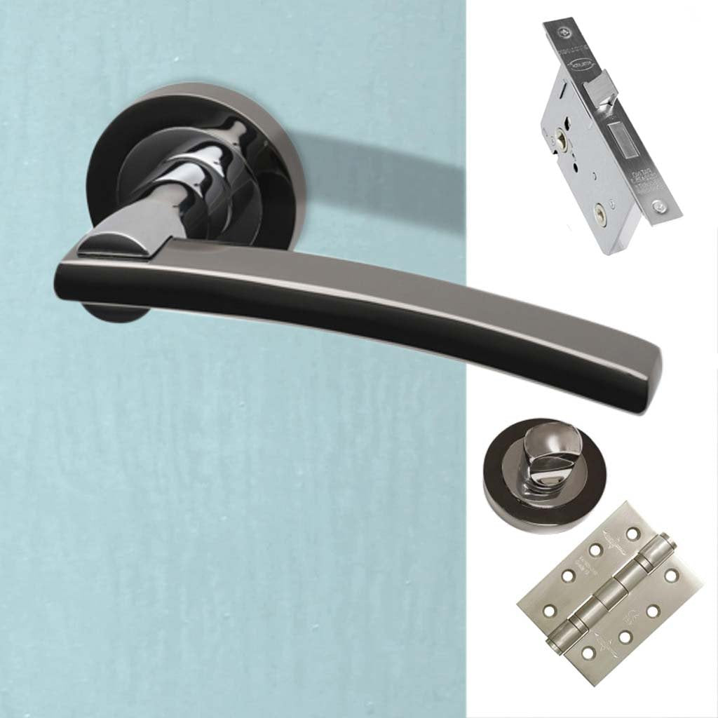 Sirus Bathroom Door Handle Pack - Polished Chrome - Black Chrome
