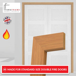 Image: Made to Size Double Interior Unfinished Oak Veneered Frame and Simple Architrave Set - For 30 Minute Fire Doors