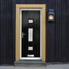 Cottage Style Firenza 3 Composite Front Door Set with Hnd Elderton Glass - Shown in Black