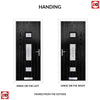 Cottage Style Firenza 3 Composite Front Door Set with Hnd Elderton Glass - Shown in Black