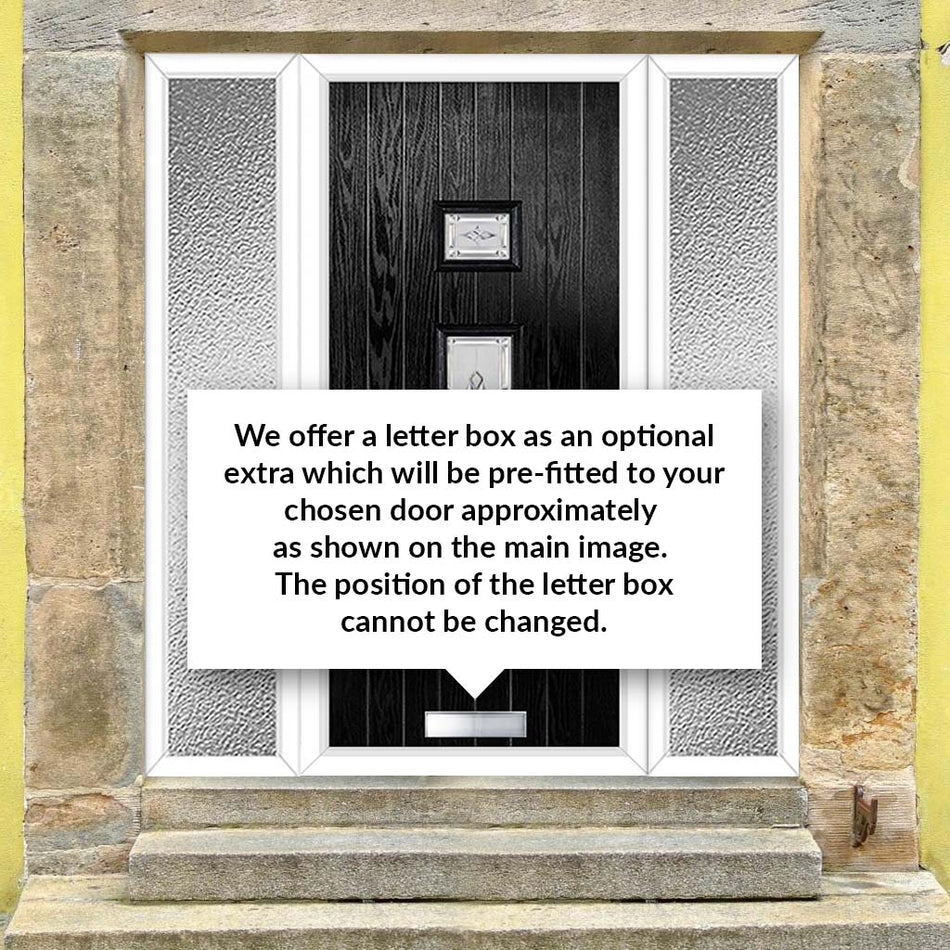 Cottage Style Firenza 3 Composite Front Door Set with Double Side Screen - Hnd Elderton Glass - Shown in Black