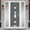 Cottage Style Firenza 3 Composite Front Door Set with Double Side Screen - Hnd Barite Glass - Shown in Mouse Grey