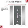 Cottage Style Firenza 3 Composite Front Door Set with Double Side Screen - Hnd Barite Glass - Shown in Mouse Grey