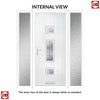 Cottage Style Firenza 3 Composite Front Door Set with Double Side Screen - Hnd Barite Glass - Shown in Mouse Grey