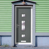 Cottage Style Firenza 3 Composite Front Door Set with Hnd Barite Glass - Shown in Mouse Grey