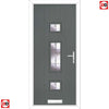 Cottage Style Firenza 3 Composite Front Door Set with Hnd Barite Glass - Shown in Mouse Grey