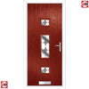 Cottage Style Firenza 3 Composite Front Door Set with Hnd Diamond Grey Glass - Shown in Red