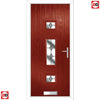 Cottage Style Firenza 3 Composite Door Set with Hnd Diamond Grey Glass - Shown in Red