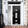 Cottage Style Firenza 3 Composite Front Door Set with Single Side Screen - Hnd Elderton Glass - Shown in Black
