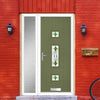Cottage Style Firenza 3 Composite Front Door Set with Single Side Screen - Hnd Laptev Green Glass - Shown in Reed Green