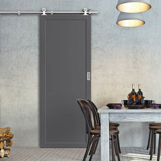 Image: Sirius Tubular Stainless Steel Track & Solid Wood Door - Eco-Urban® Baltimore 1 Panel Door DD6301 - 6 Colour Options