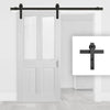 Black Single Sliding Track for Wooden Doors - Barn Style - Straight Hanger