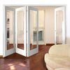 Four Folding Doors & Frame Kit - Cesena White 1 Pane 3+1 - Clear Bevelled Glass - Prefinished