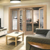 Four Folding Doors & Frame Kit - Pattern 10 Oak 3+1 - Clear Glass - Prefinished