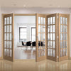 Four Folding Doors & Frame Kit - SA 15L Oak 3+1 - Bevelled Clear Glass - Unfinished