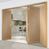 Four Folding Doors & Frame Kit - Salerno Oak Flush 3+1 - Unfinished