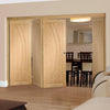 Four Folding Doors & Frame Kit - Salerno Oak Flush 3+1 - Prefinished