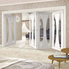 Four Folding Doors & Frame Kit - Verona 3+1 - Clear Glass - White Primed