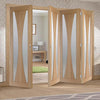 Four Folding Doors & Frame Kit - Verona Oak 3+1 - Obscure Glass - Unfinished