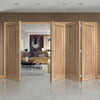 Four Folding Doors & Frame Kit - Worcester Oak 3 Panel 3+1 - Unfinished