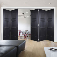 Five Folding Doors & Frame Kit - Amsterdam 3 Panel Black Primed 3+2 - Unfinished