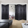 Five Folding Doors & Frame Kit - Amsterdam 3 Panel Black Primed 3+2 - Unfinished
