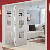 Three Folding Doors & Frame Kit - Amsterdam 3 Panel 3+0 - Clear Glass - White Primed