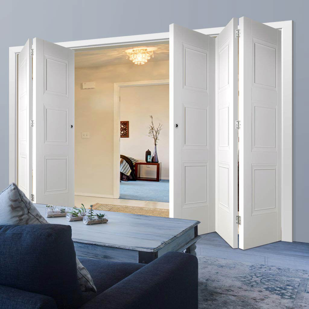 Five Folding Doors & Frame Kit - Amsterdam 3 Panel 3+2 - White Primed