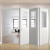 Three Folding Doors & Frame Kit - Arnhem 1 Pane 1 Panel 3+0 - Clear Glass - White Primed