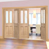 Bespoke Thrufold Malton Oak Glazed Folding 3+1 Door No Raised Mouldings - Prefinished