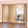 Bespoke Thrufold Contemporary Suffolk Oak 4 Pane Glazed Folding 3+1 Door