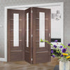 Bespoke Thrufold Portici Walnut Glazed Folding 3+0 Door - Aluminium Inlay - Prefinished